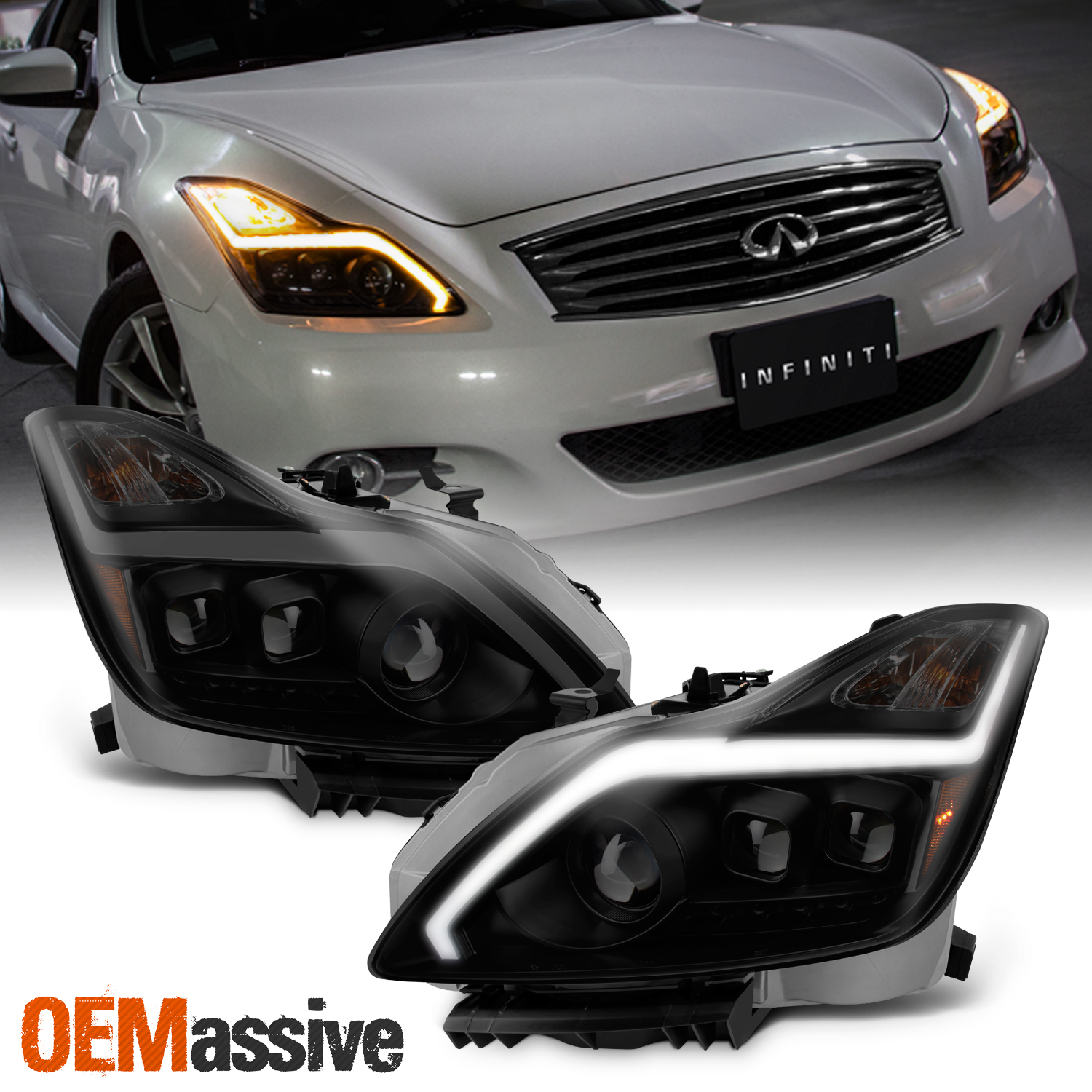 [Black Smoked]Fits 20082015 G37 / Q60 Coupe Sequential LED Projector Headlights 840960189830 eBay